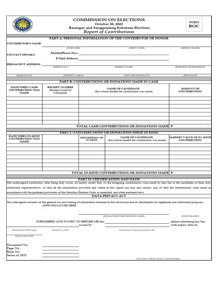 Report of Election Contributions Form | PDF