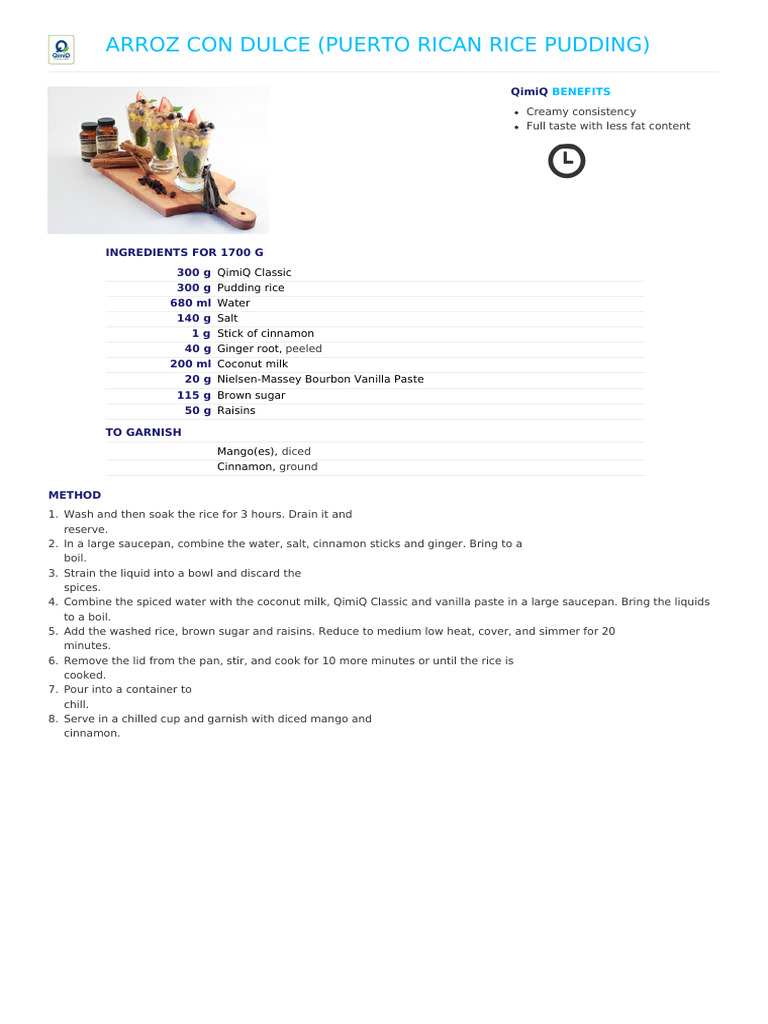 Puerto Rican Rice Pudding Recipe | PDF