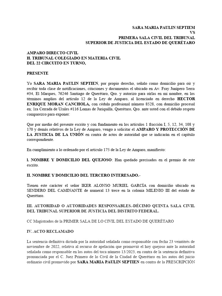 Amparo Directo | PDF | Debido al proceso | Sentencia (ley)