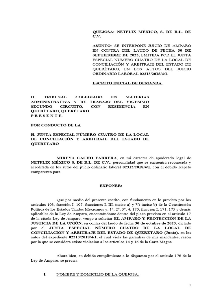 Amparo Directo Laboral | PDF | Caso de ley | Derecho laboral