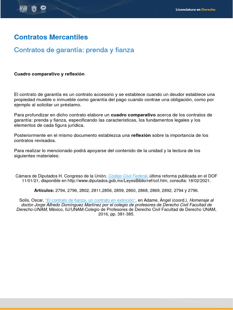 Contratos de Garantía: Prenda y Fianza | PDF | Derecho civil (sistema ...