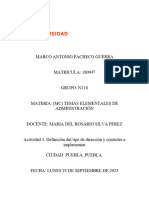 Actividad 4. Definición Del Tipo de Dirección y Controles A Implementar