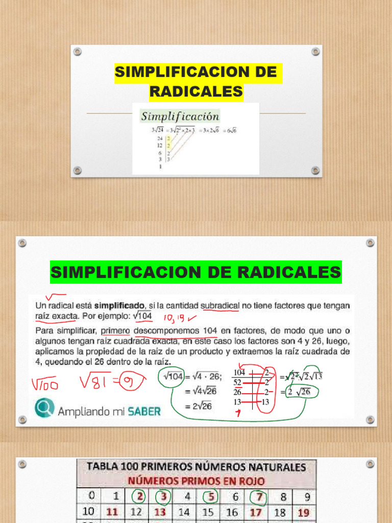 9no Simplificacion De Radicales Pdf