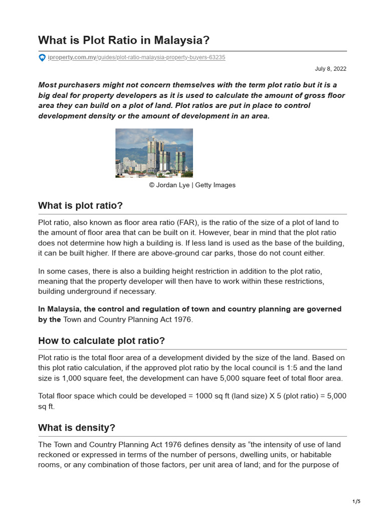 What is plot ratio in malaysia pdf