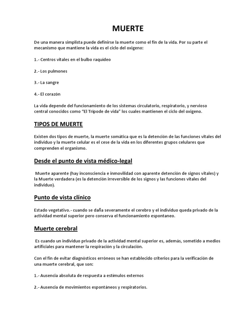 Tipos y Diagnóstico de la Muerte | PDF | Muerte | Sistema respiratorio