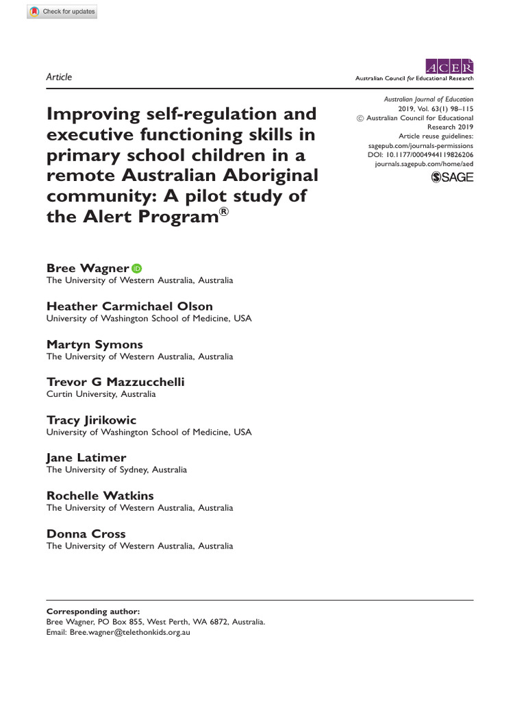 Journal Article Improving SelfRegulation and Executive Functioning