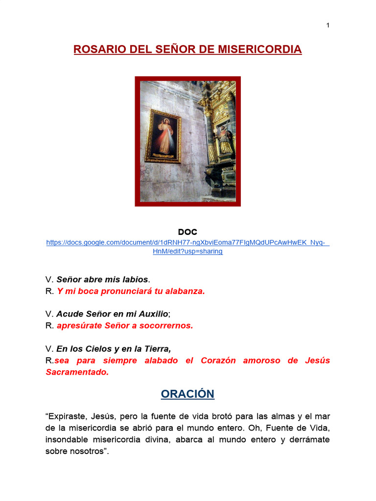 00.rosario de La Divina Misericordia | PDF | eucaristía | Iglesia Católica