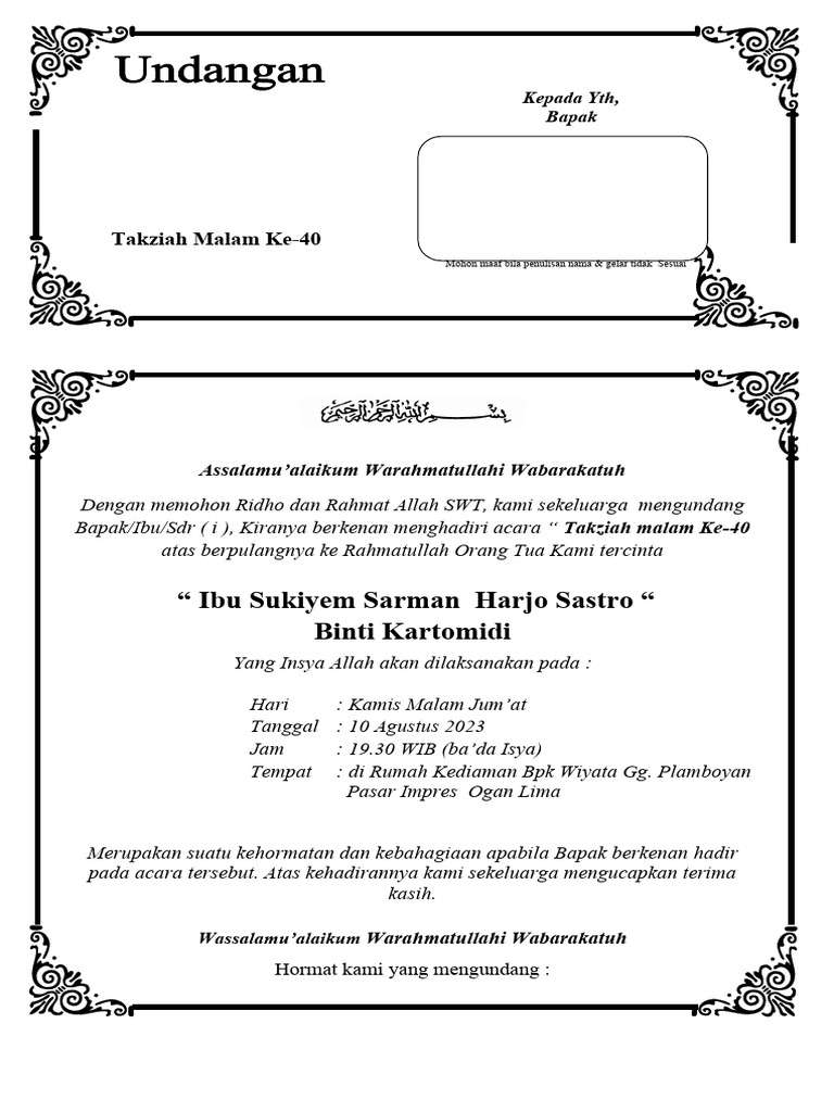 Undangan Takziah | PDF
