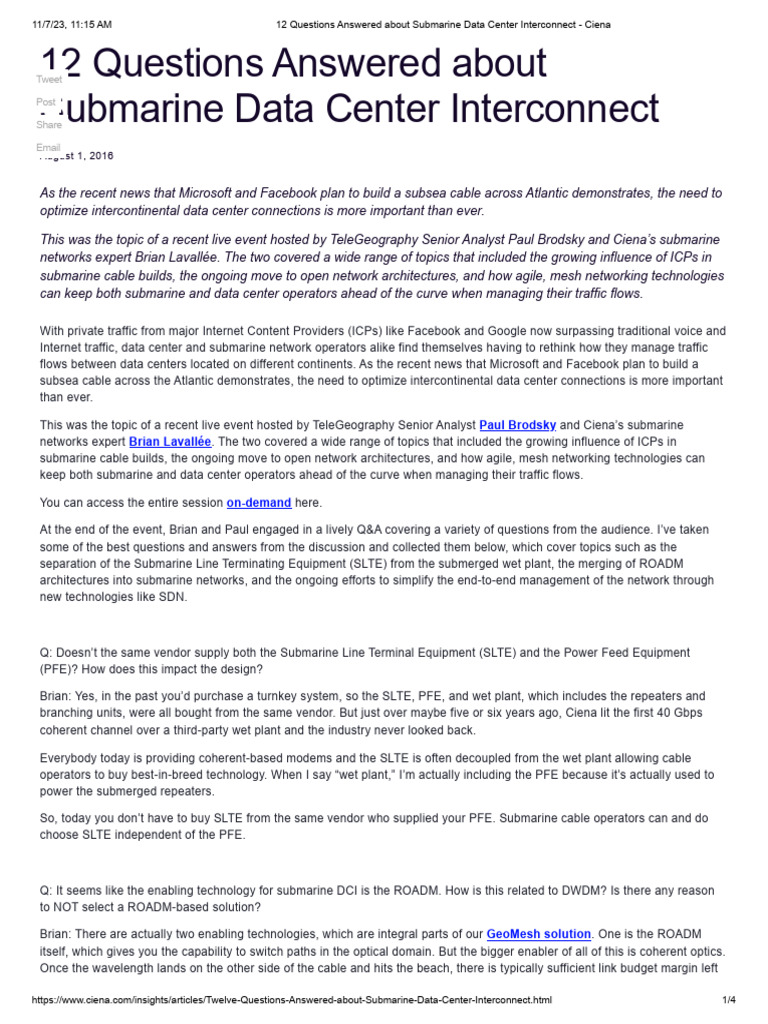 12 Questions Answered About Submarine Data Center Interconnect PDF