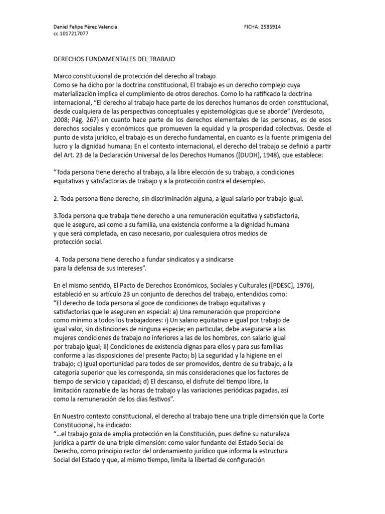 Derechos Fundamentales del Trabajo | PDF | Derecho laboral | Igualdad ...
