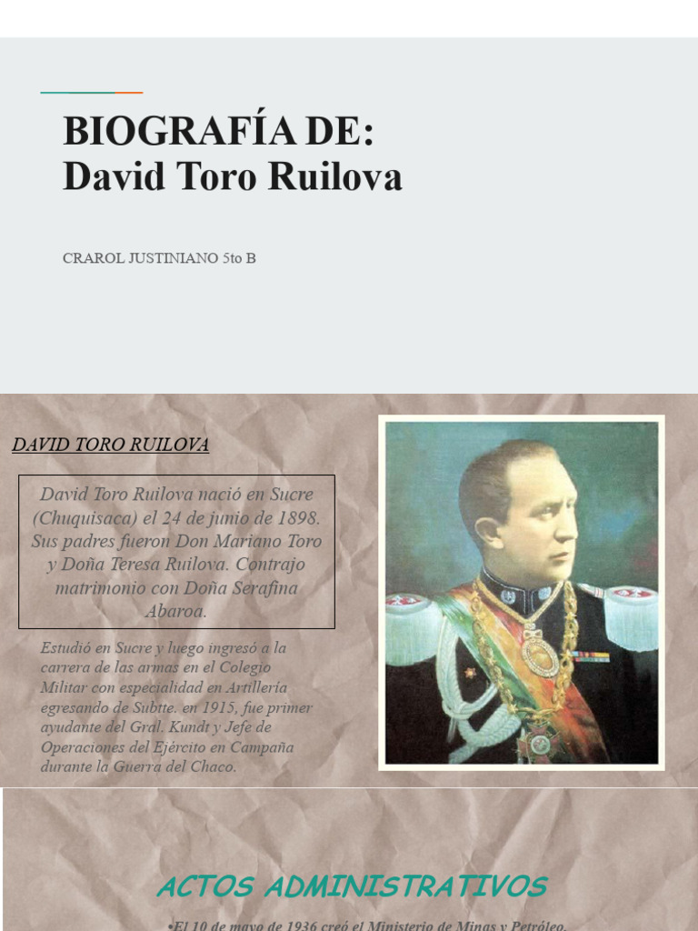 David Toro Ruilova PDF Am rica del Sur Gobierno
