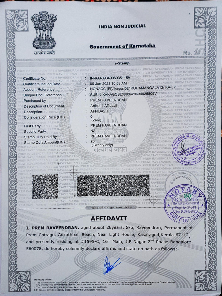 Address Proof Affidavit in Karnataka | PDF | Common Law | Legal Documents