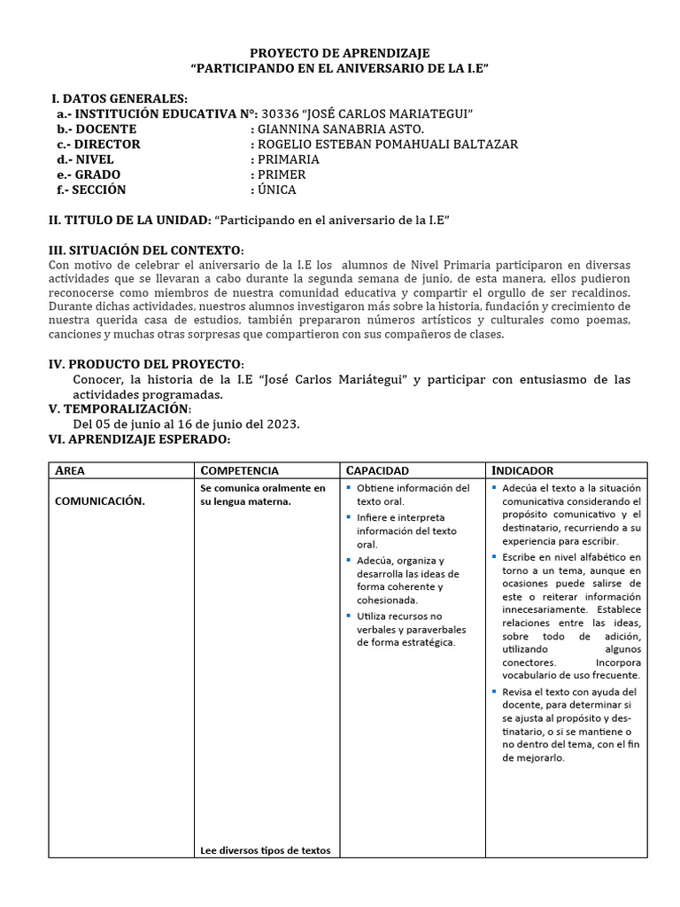 Proyecto de Aprendizaje Primer Grado | PDF | Residuos | Observación