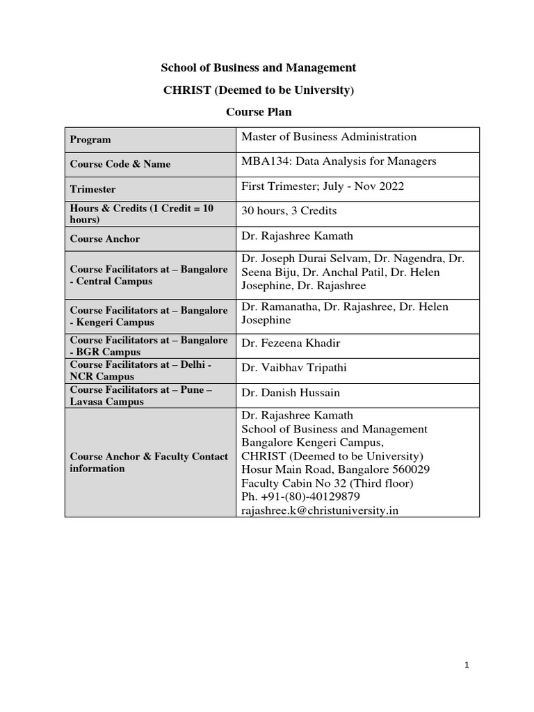 2022 NBA Course Plan DAfM | PDF