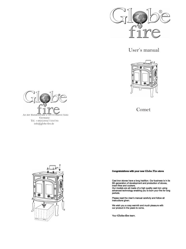 Comet User's Manual Brochure PDF Stove Fires