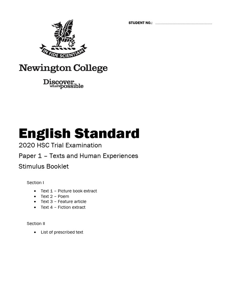 12 Standard Trial - Paper 1 - Stimulus | PDF | General Fiction