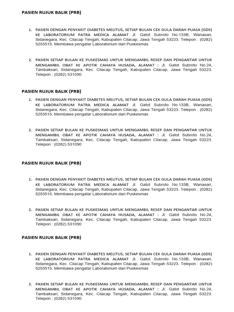 Pasien Rujuk Balik | PDF