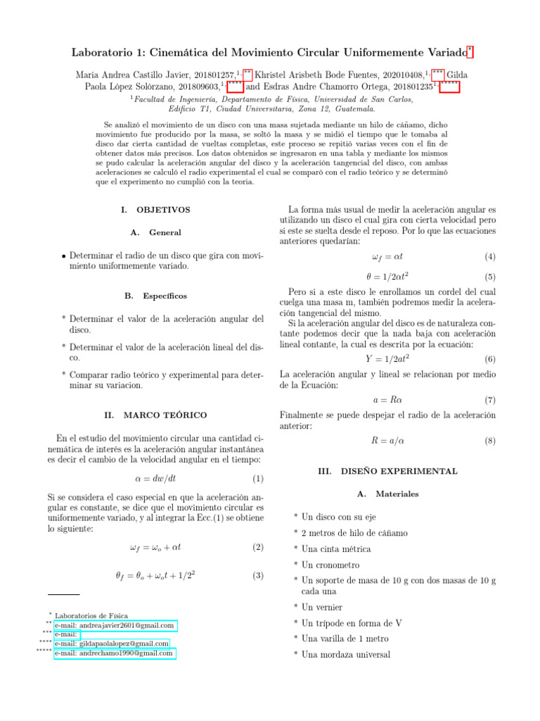 Primera Practica LD1 G5 | PDF | Aceleración | Velocidad