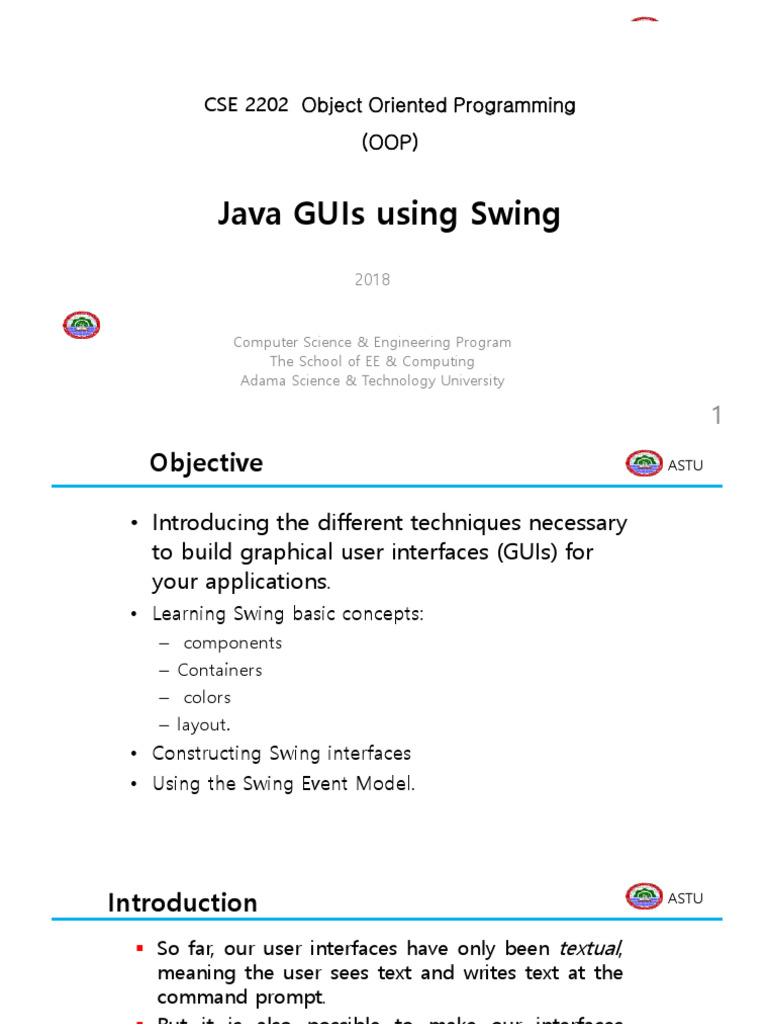 Chapter-7 - Swing and GUI | PDF | Window (Computing) | Computer Programming