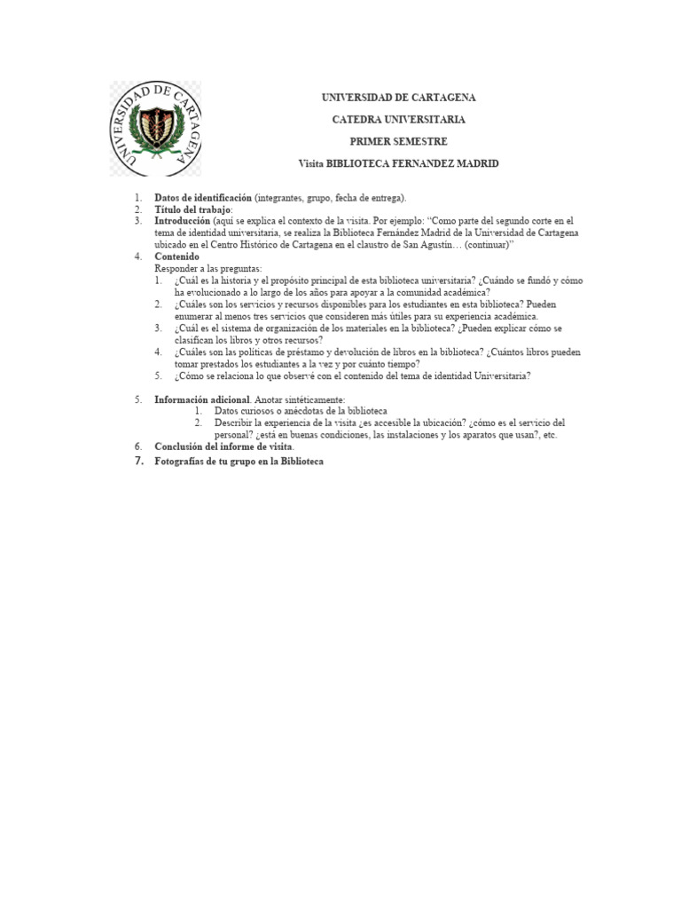 informe de visita a la BIBLIOTECA FERNANDEZ MADRID PDF
