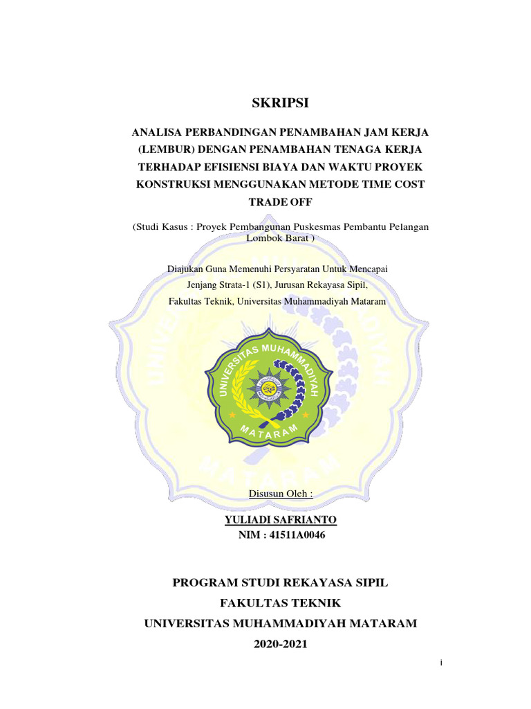 Analisa Perbandingan Penambahan Jam Kerja (Lembur) Dengan Penambahan ...