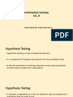 Lec - 8 Hypothesis Testing