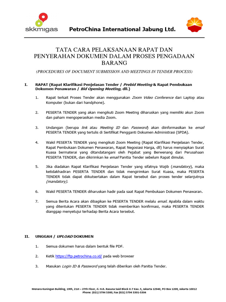 Prosedur Eproc Mifa untuk Tender | PDF