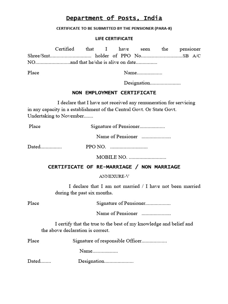 Life Certificate of Pensioner | PDF