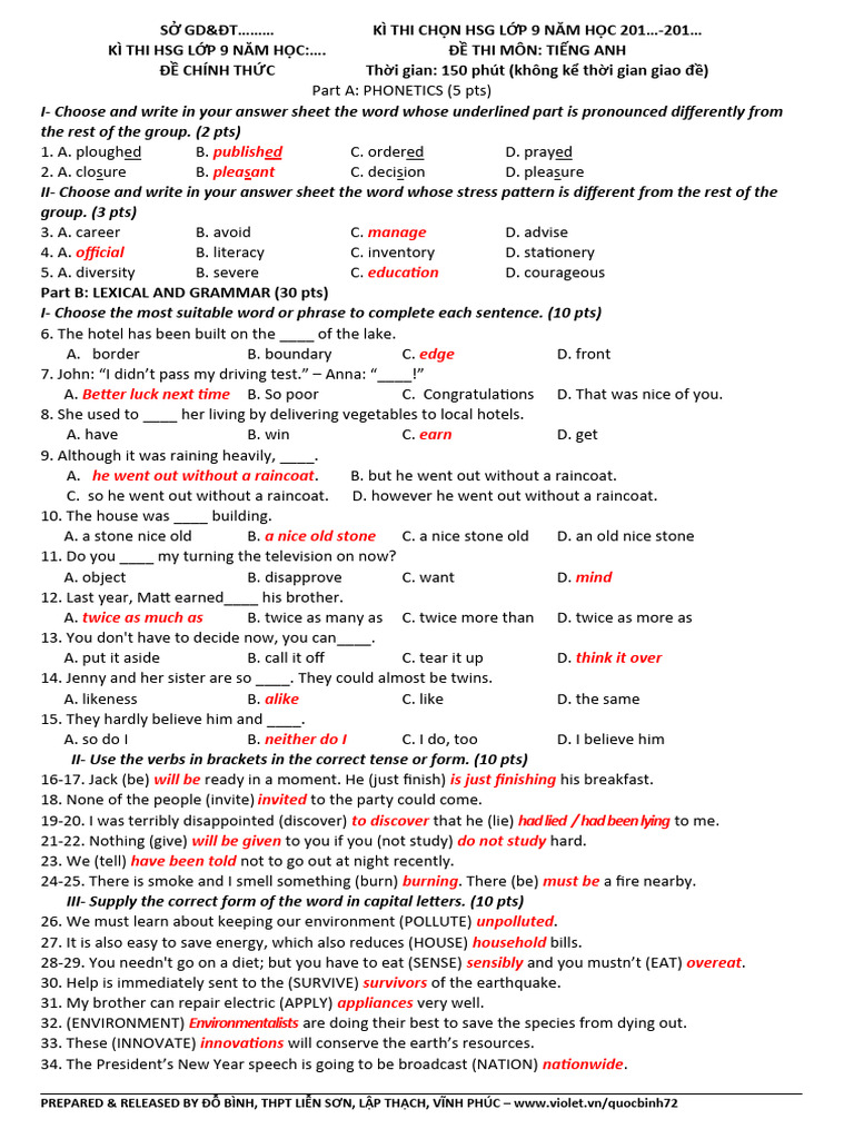 Official 9th Grade English Exam Paper | PDF | Clothing | Linguistics