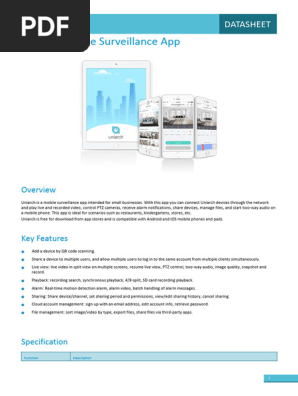 Uniarch Mobile Surveillance App Datasheet_V1.0