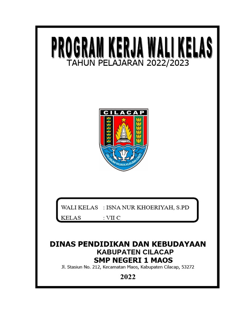 Programa Kerja Wali Kelas 7C SMT 1 New | PDF