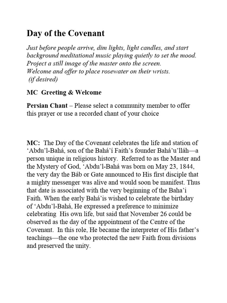 Day of the Covenant Celebration | PDF | Religious Belief And Doctrine ...