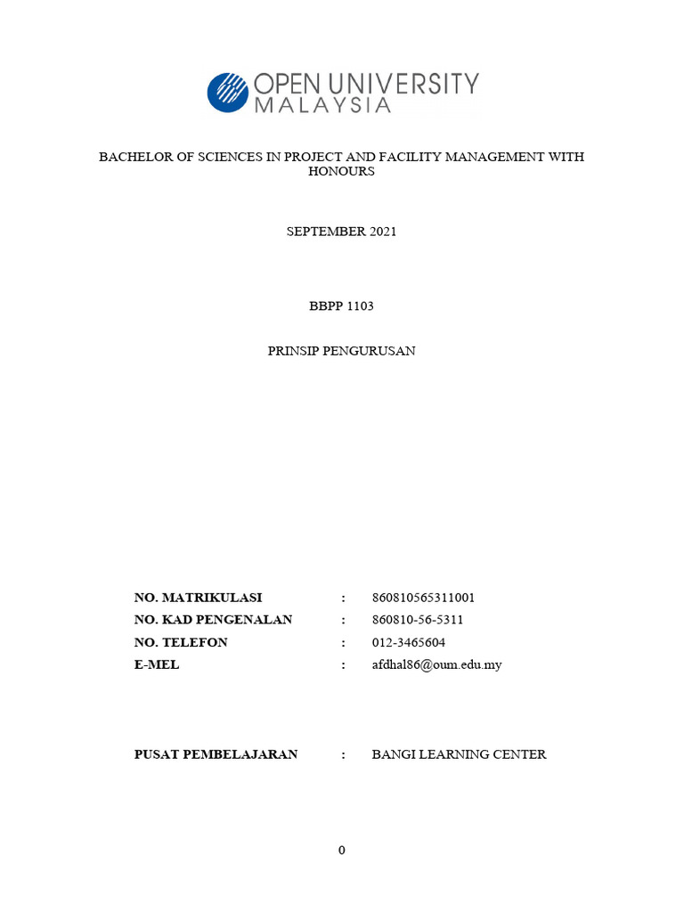 Bachelor of sciences in project and facility management with honours pdf