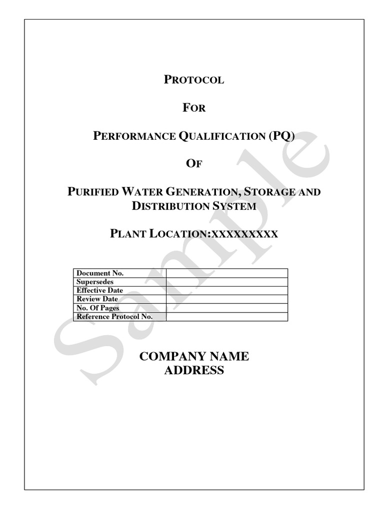 Purified Water System Qualification Protocol | PDF | Quality Assurance ...
