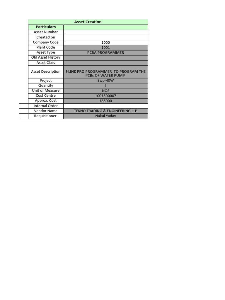 Asset Creation: PCBA Programmer Details | PDF | Home & Garden