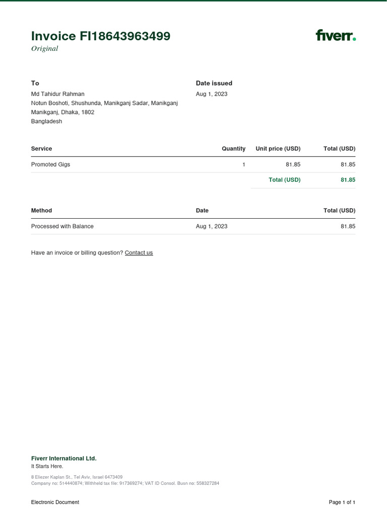 Fiverr Invoice FI18643963499 | PDF