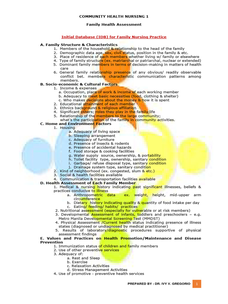 Family Health Assessment Tools in CHN | PDF | Family | Sanitation