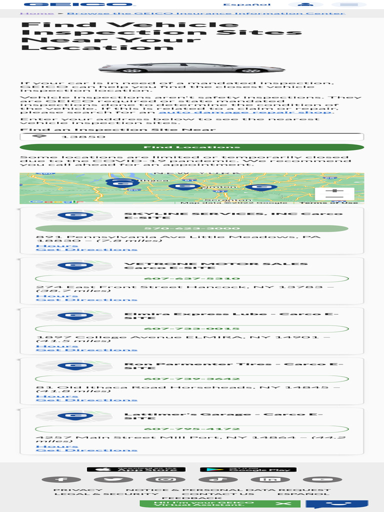 Find vehicle inspection sites near your location geico pdf
