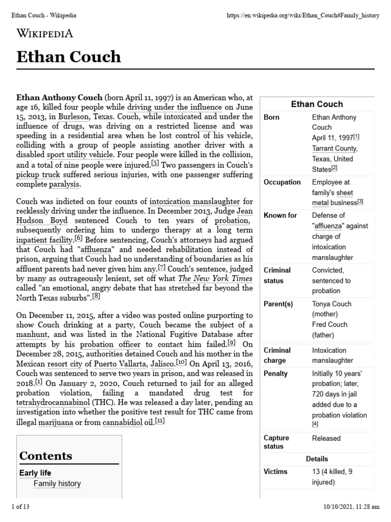 Ethan Couch Wikipedia PDF Justice Crime & Violence