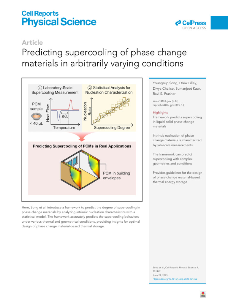 Predicting Supercooling of Phase Change Materials in Arbitrarily ...