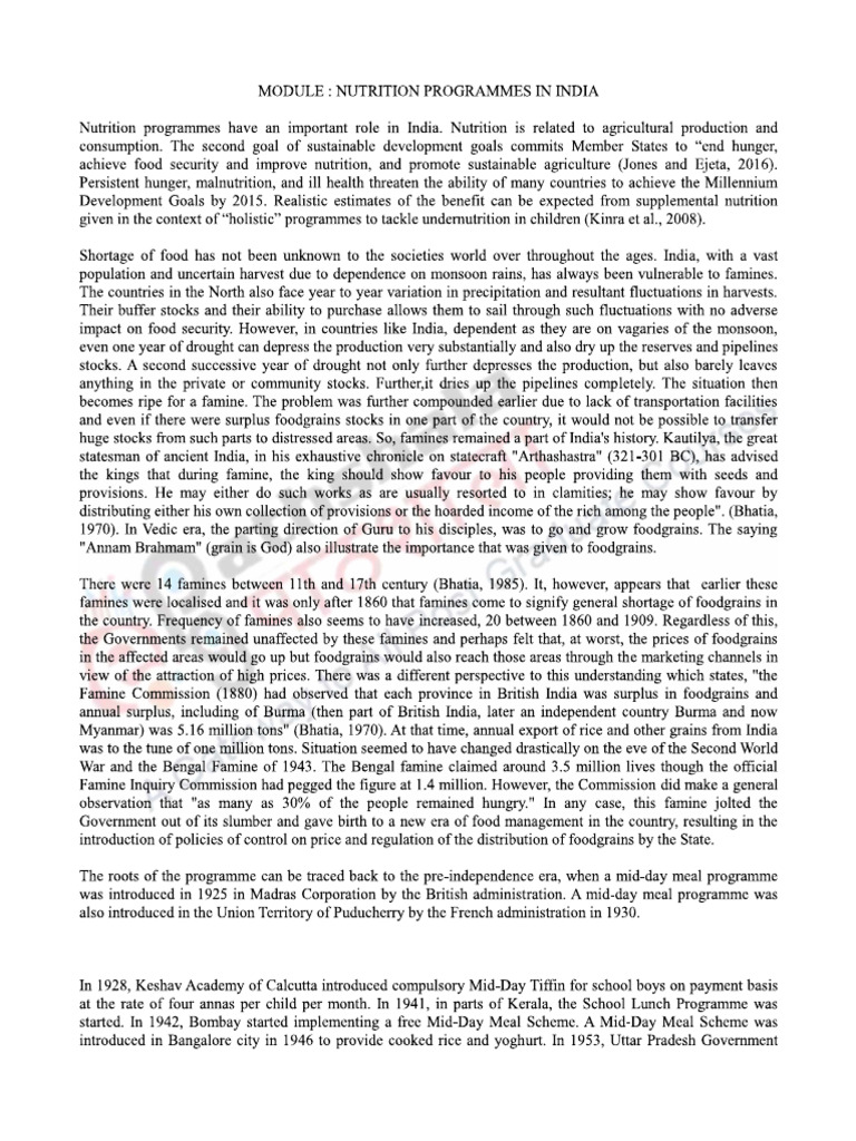 Nutrition Programmes In India Pdf