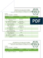 Students Clearance Form