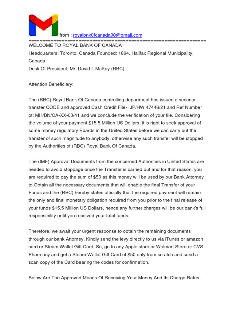 RBC Fund Transfer Instructions | PDF | Cheque | Banks