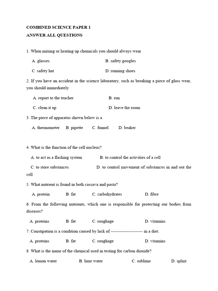 Form 1 Science Past Exam Paper | PDF