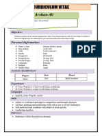 Curriculum Vitae: Arshan Ali