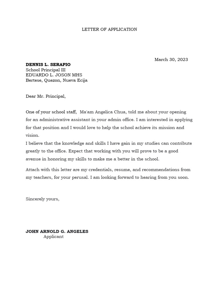 Letter of Application | PDF