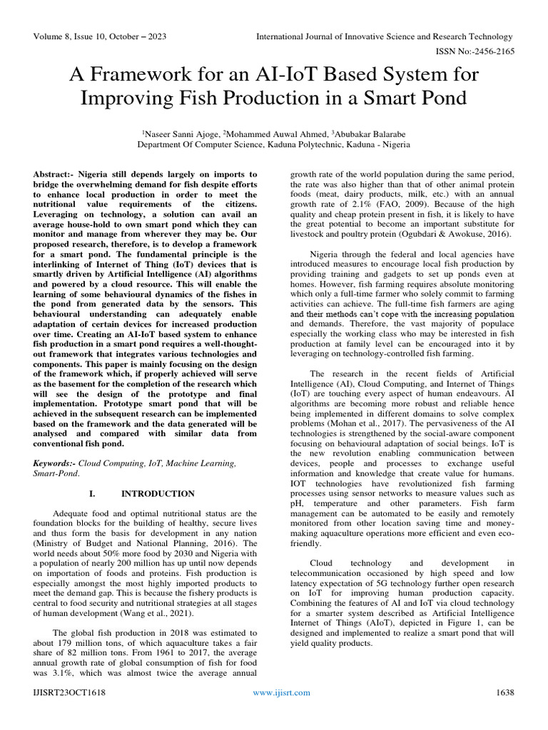 AI-IoT Framework for Smart Fish Ponds | PDF | Internet Of Things ...