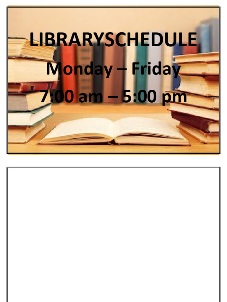 Library Schedule PDF