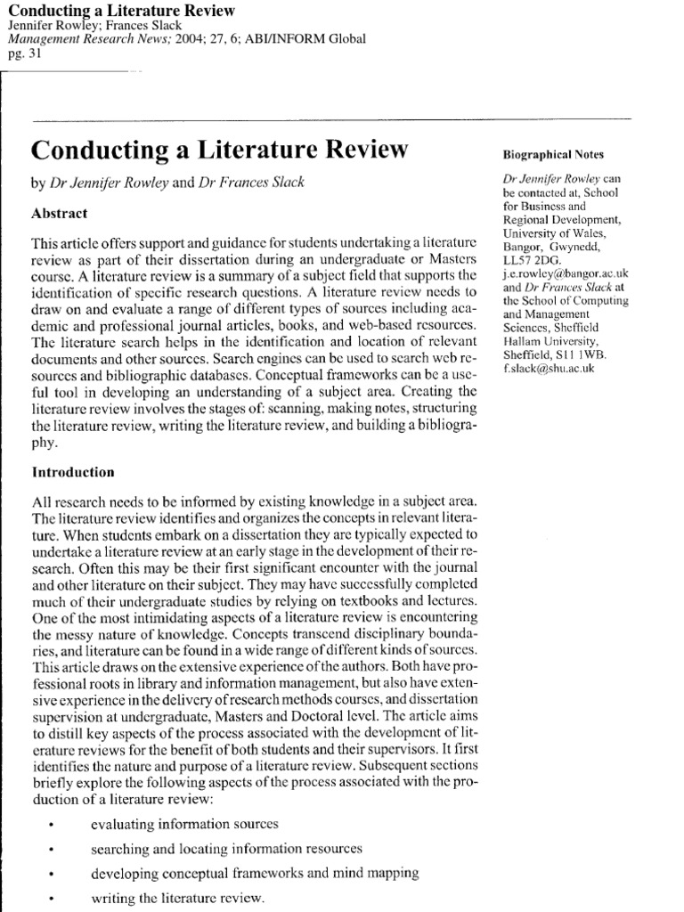 journal article literature review