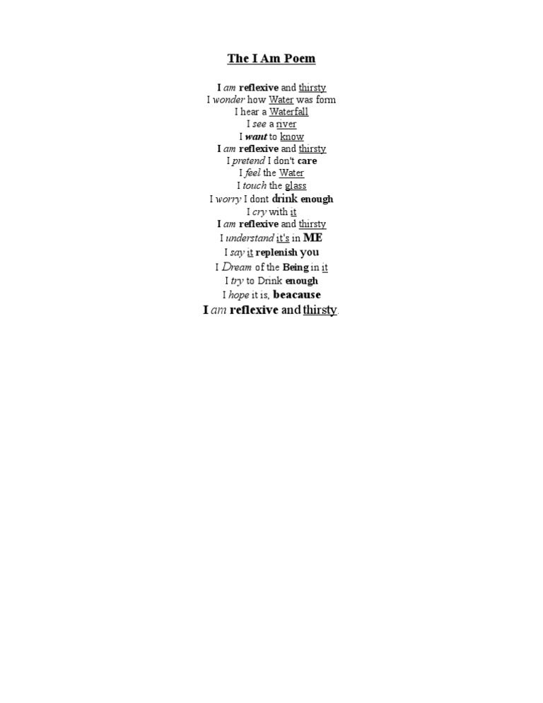 Reflective Poem on Thirst and Water | PDF
